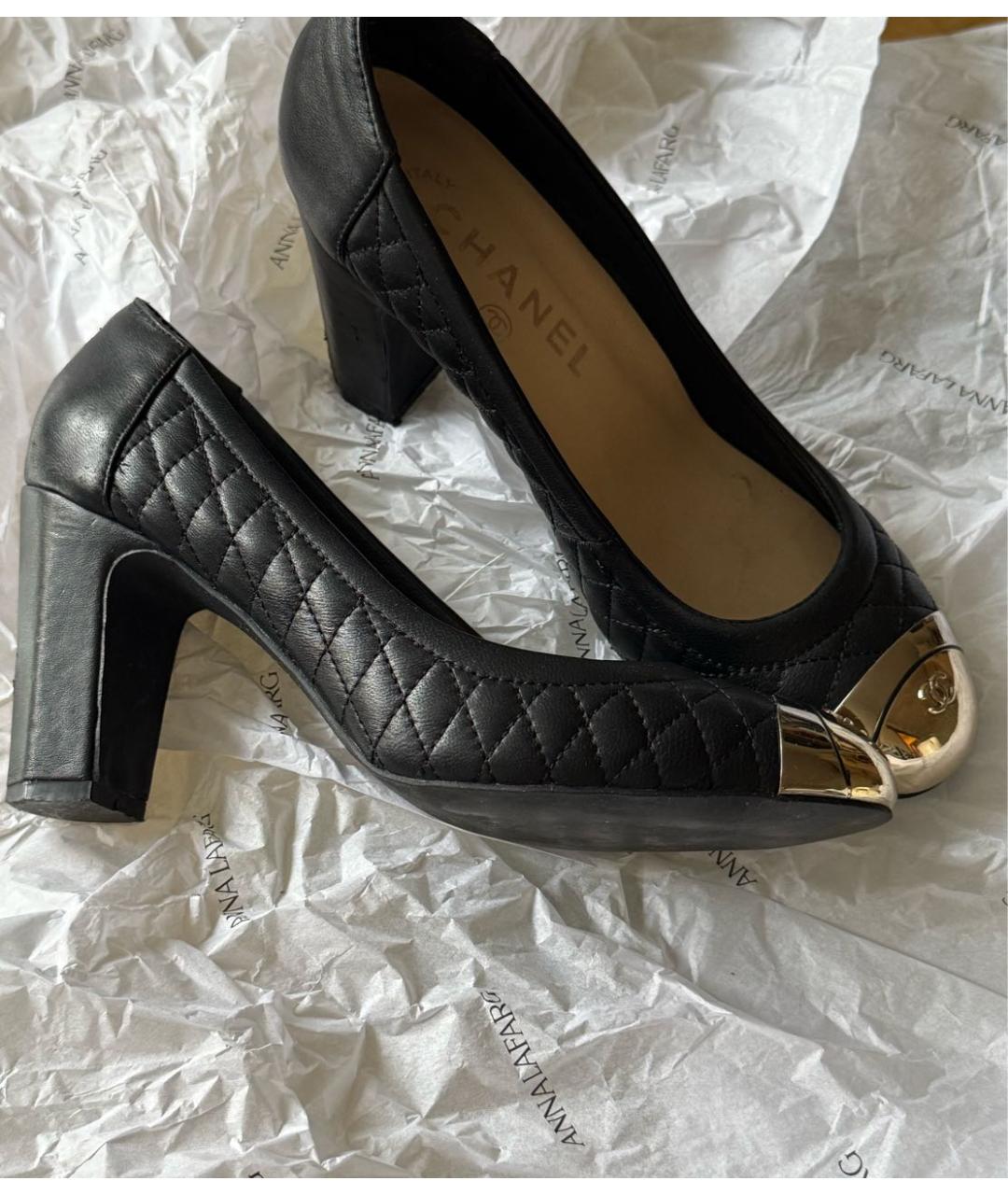 CHANEL Черные кожаные туфли, фото 5