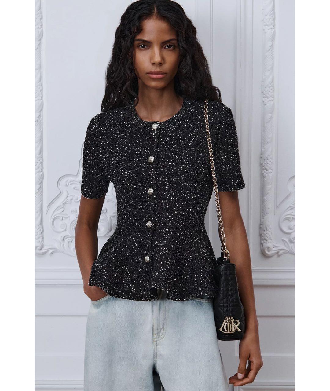 CHRISTIAN DIOR Черная кожаная сумка с короткими ручками, фото 7