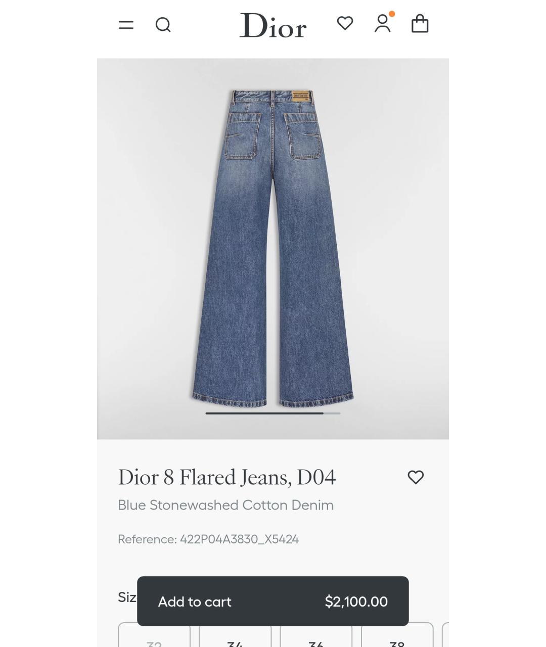 CHRISTIAN DIOR Синие хлопковые джинсы клеш, фото 4
