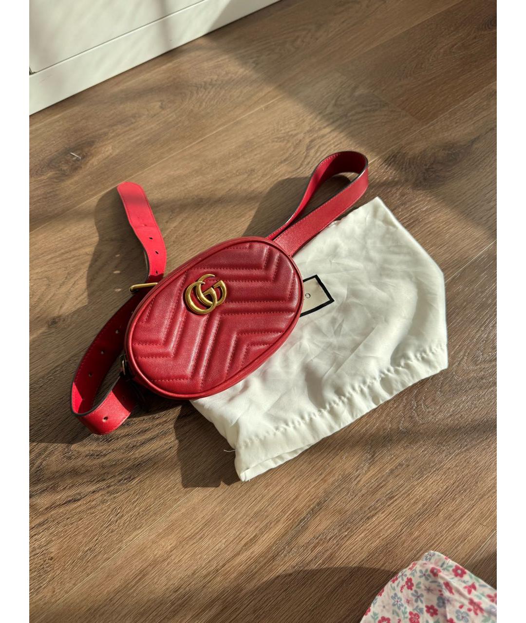 GUCCI Красная кожаная поясная сумка, фото 3