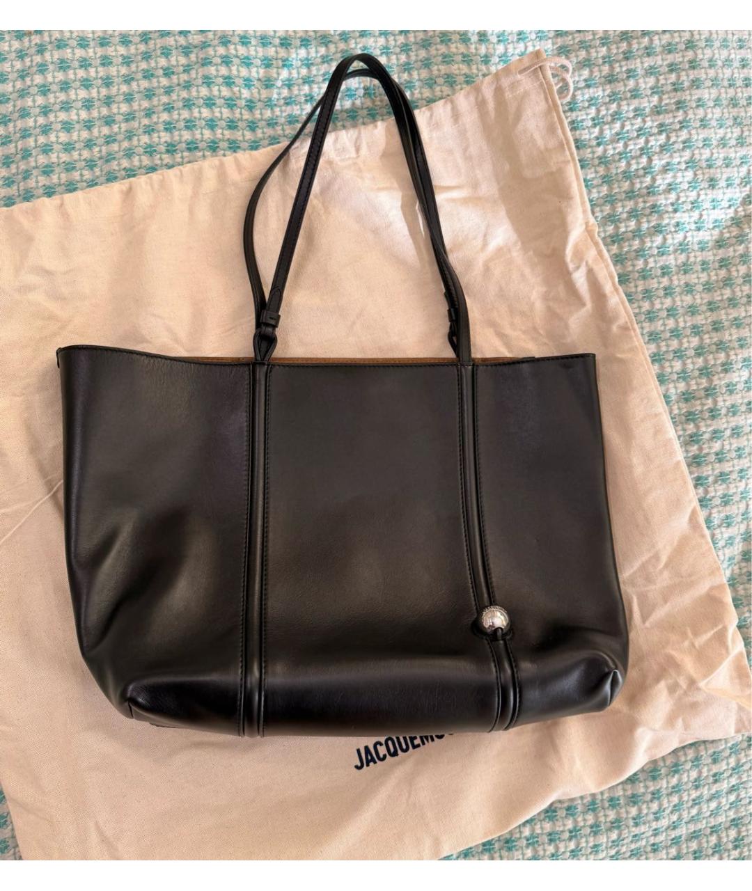 JACQUEMUS Черная кожаная сумка через плечо, фото 2