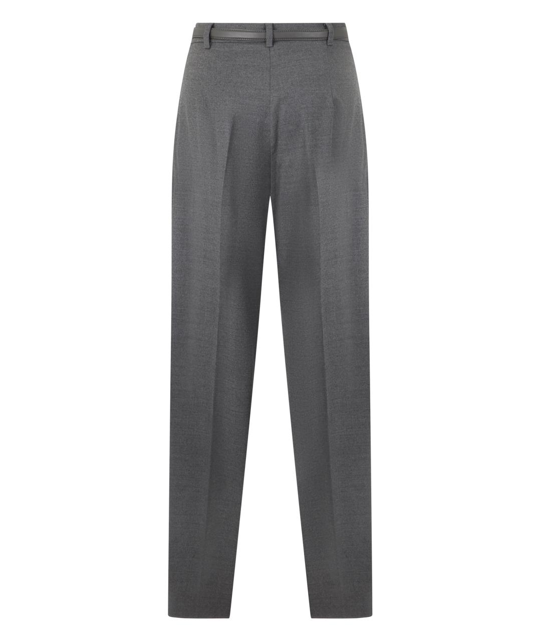 MAX MARA STUDIO Серые шерстяные прямые брюки, фото 2