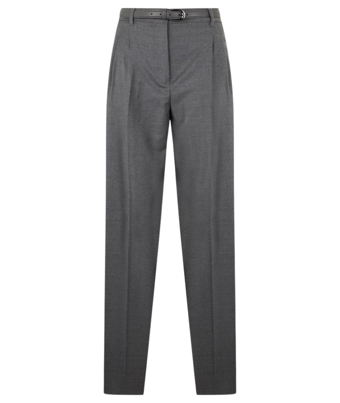 MAX MARA STUDIO Серые шерстяные прямые брюки, фото 1