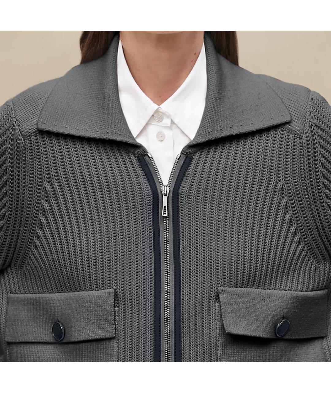 HERMES Серая шерстяная куртка, фото 4