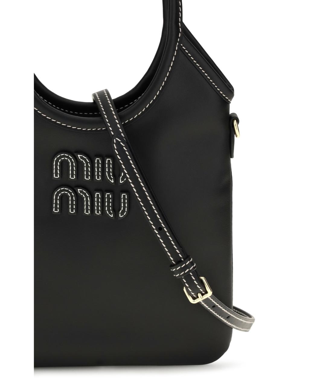 MIU MIU Черная кожаная сумка тоут, фото 4