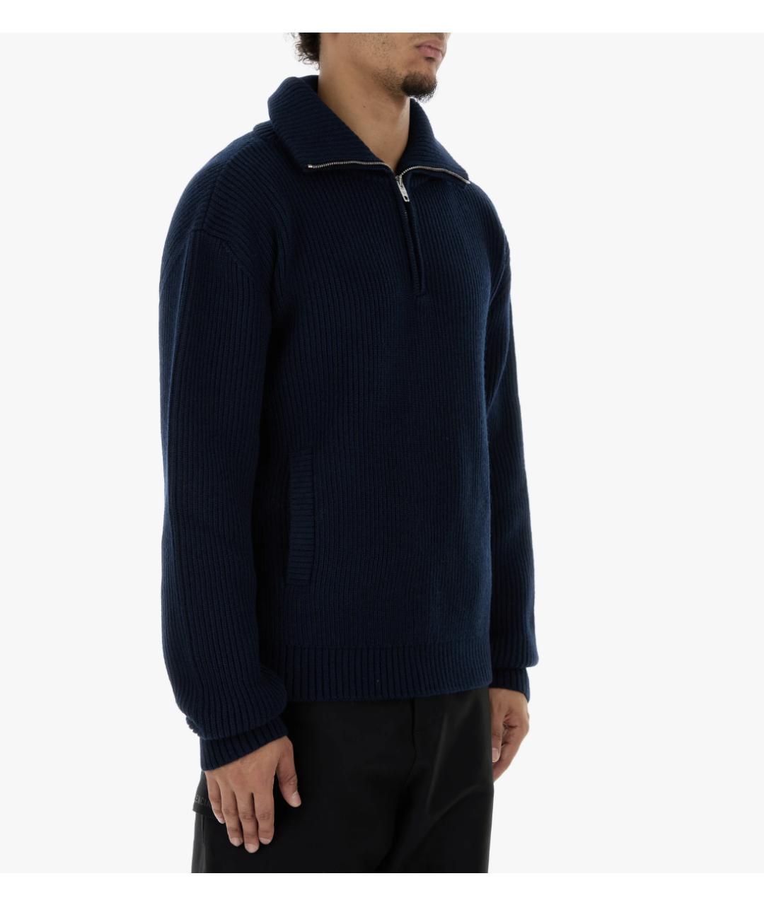 BALENCIAGA Темно-синий шерстяной джемпер / свитер, фото 5