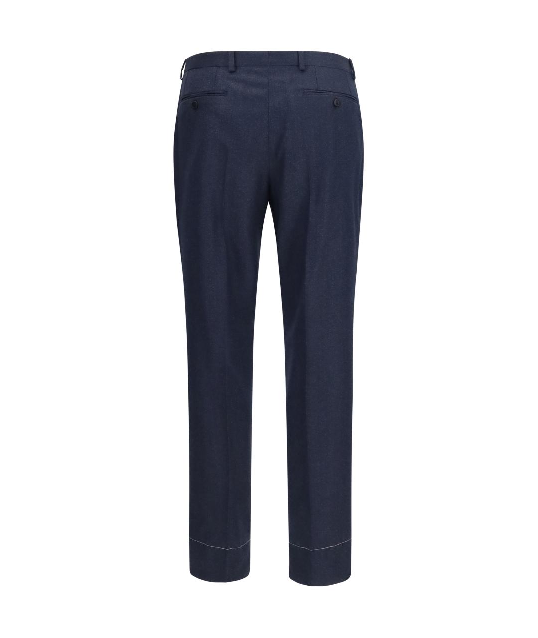 BRIONI Темно-синие шерстяные повседневные брюки, фото 2