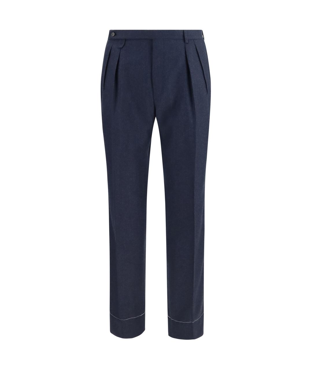 BRIONI Темно-синие шерстяные повседневные брюки, фото 1