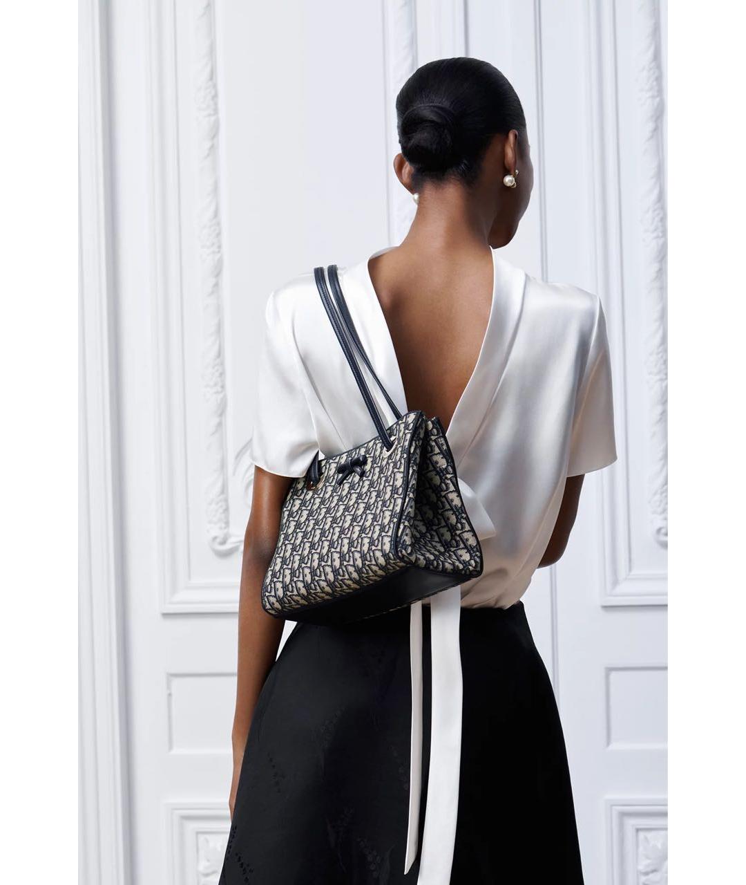 CHRISTIAN DIOR Синяя хлопковая сумка через плечо, фото 5