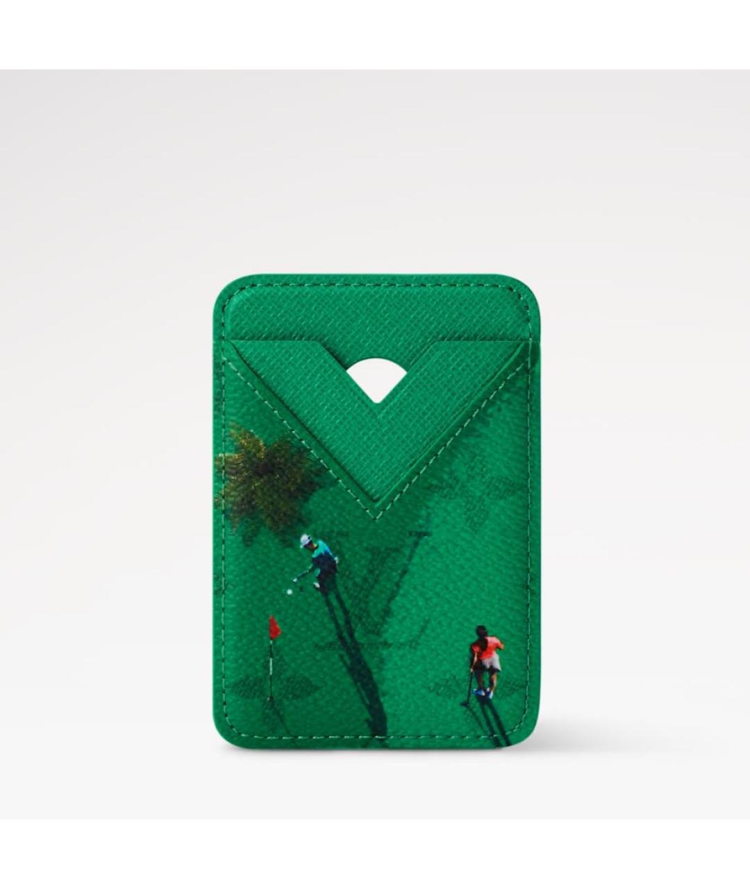 LOUIS VUITTON Зеленый кожаный кардхолдер, фото 3