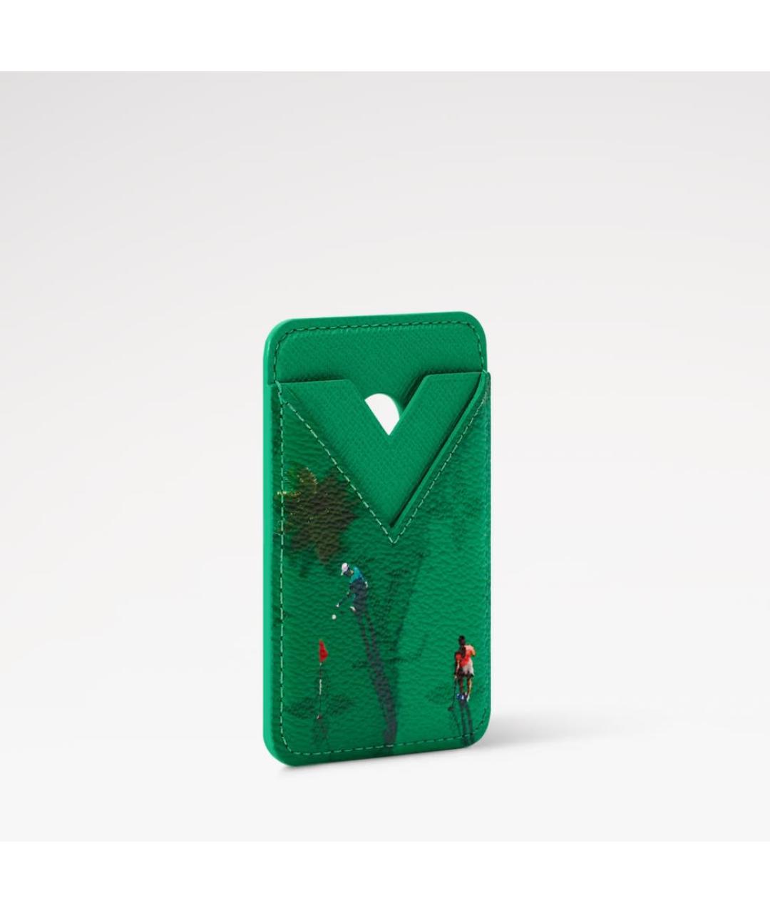 LOUIS VUITTON Зеленый кожаный кардхолдер, фото 2