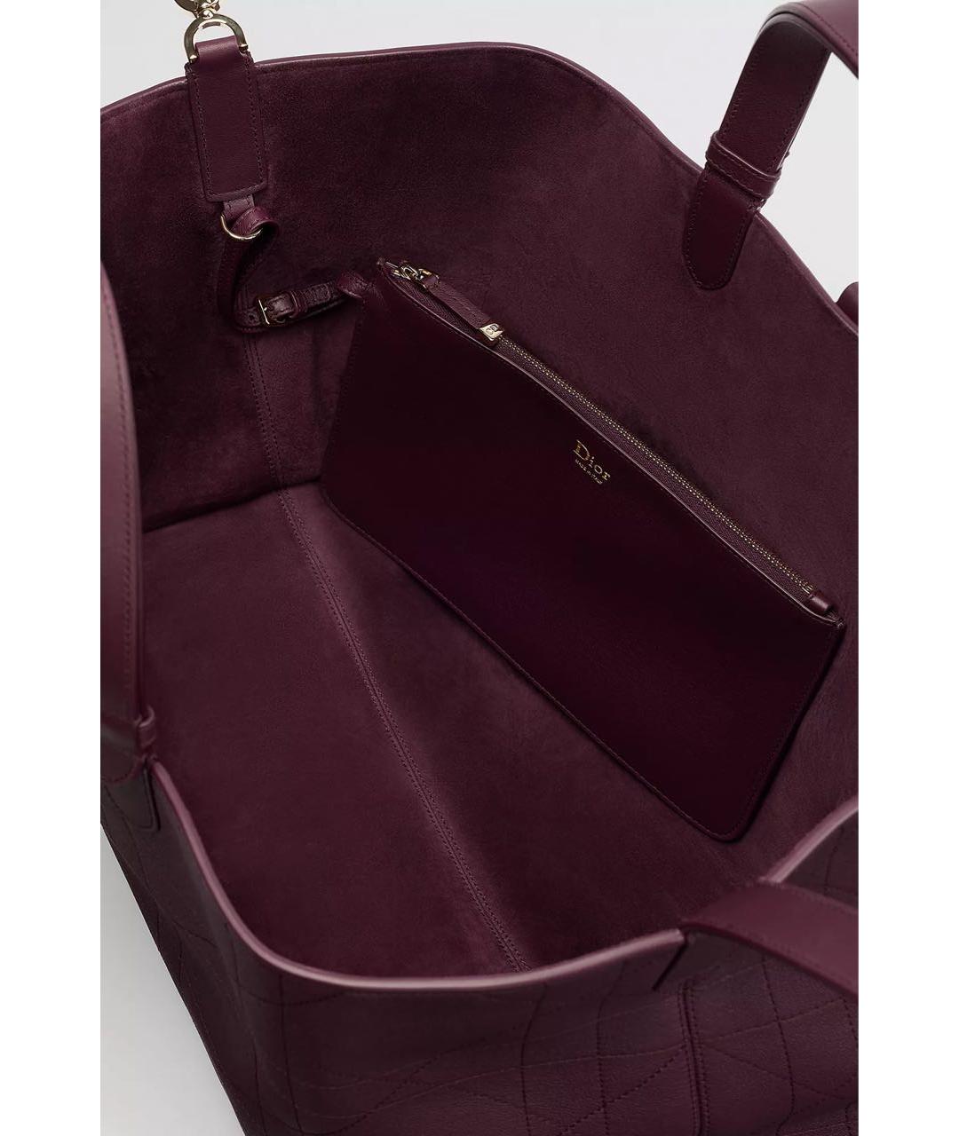 CHRISTIAN DIOR Бордовая кожаная сумка с короткими ручками, фото 4