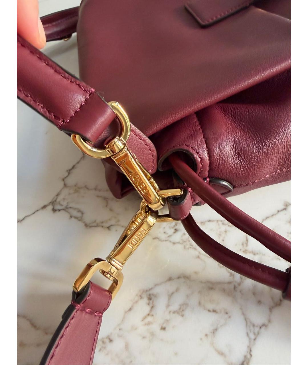 FENDI Бордовая кожаная сумка через плечо, фото 8