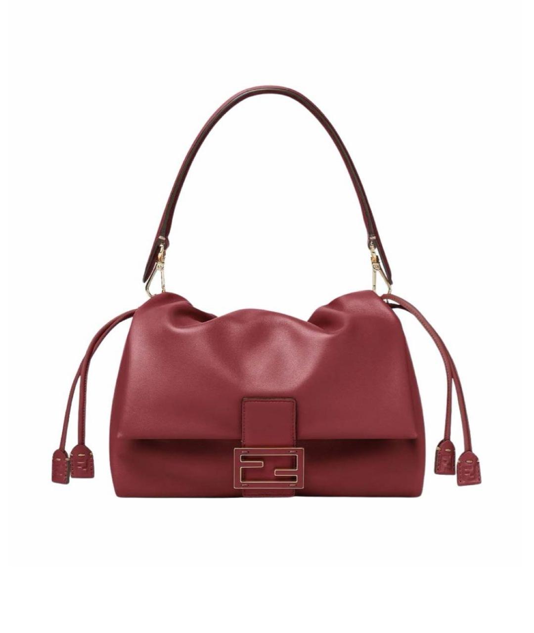 FENDI Бордовая кожаная сумка через плечо, фото 9