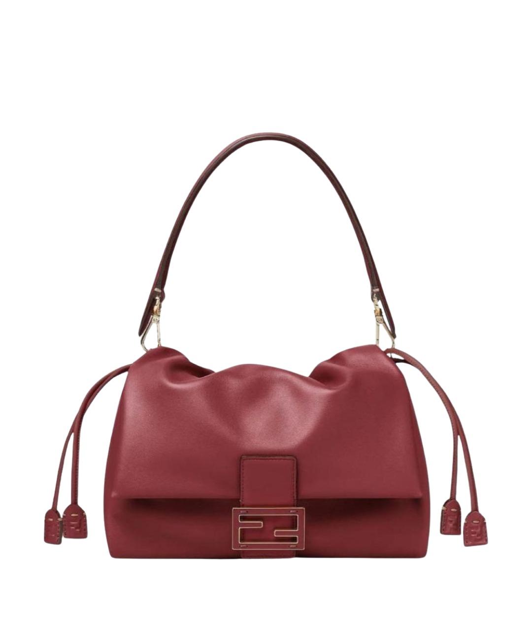 FENDI Бордовая кожаная сумка через плечо, фото 1