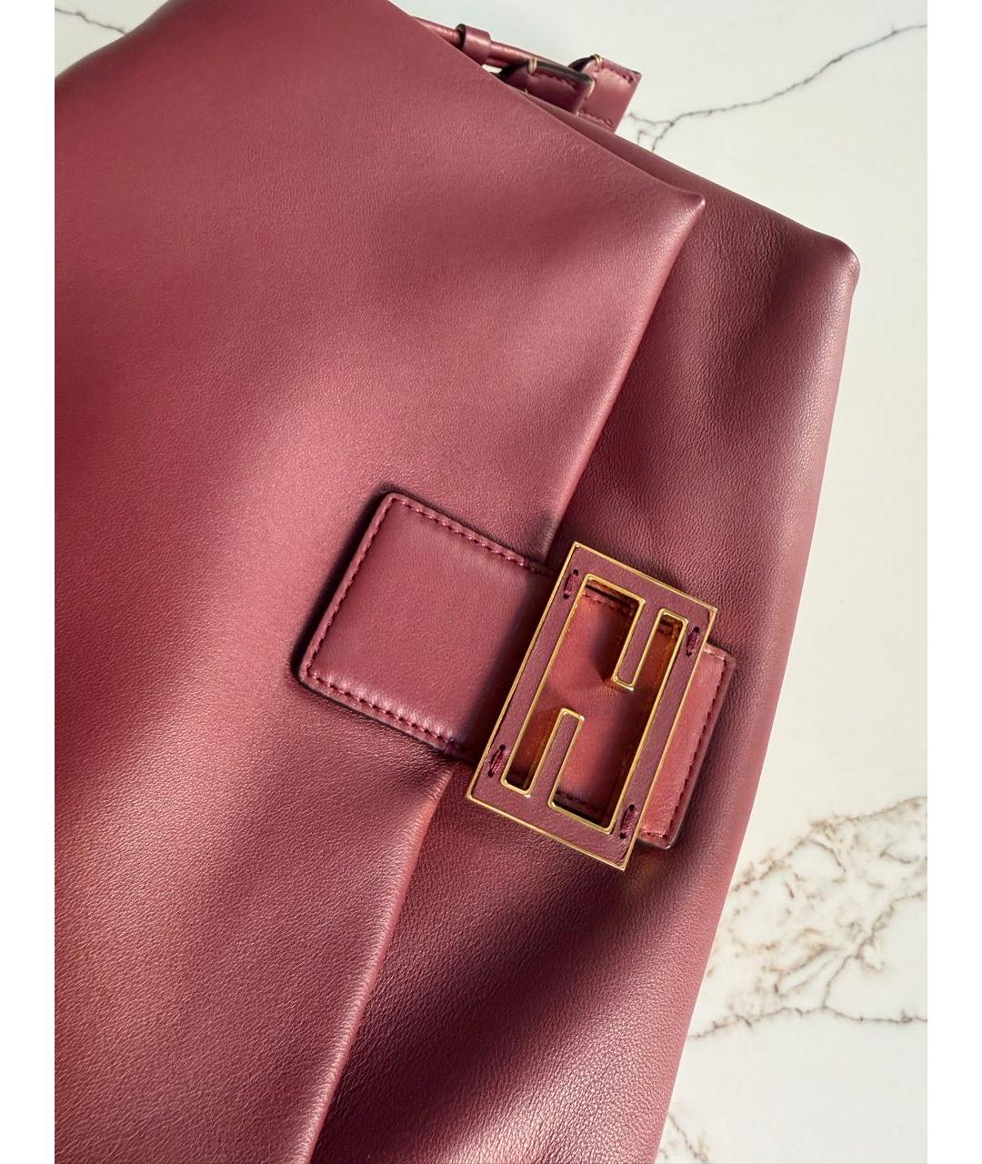 FENDI Бордовая кожаная сумка через плечо, фото 7