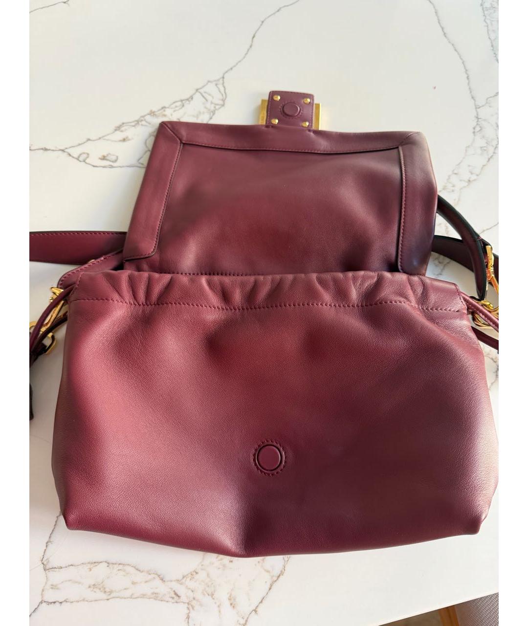FENDI Бордовая кожаная сумка через плечо, фото 5