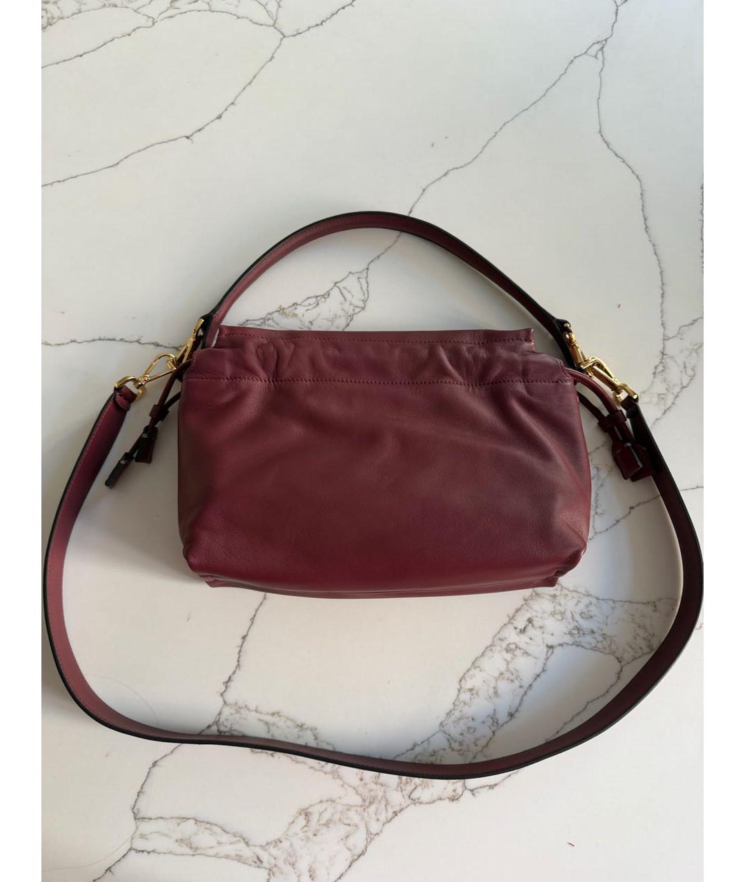 FENDI Бордовая кожаная сумка через плечо, фото 3