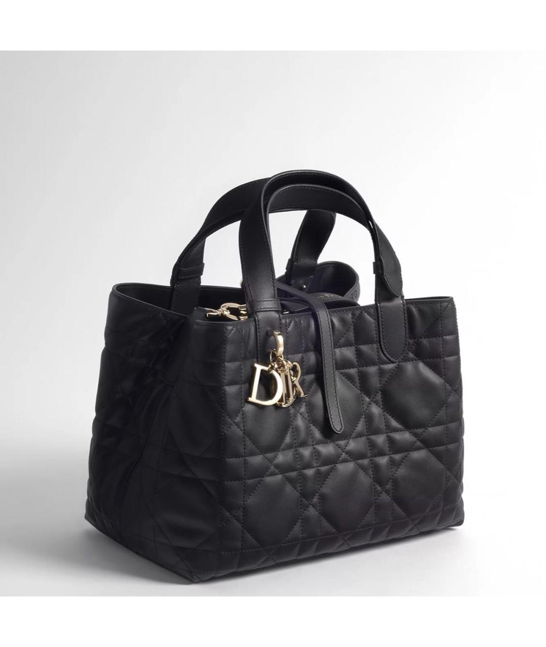 CHRISTIAN DIOR Черная кожаная сумка с короткими ручками, фото 3