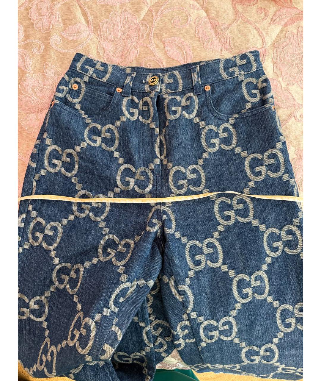 GUCCI Синие хлопковые прямые джинсы, фото 7