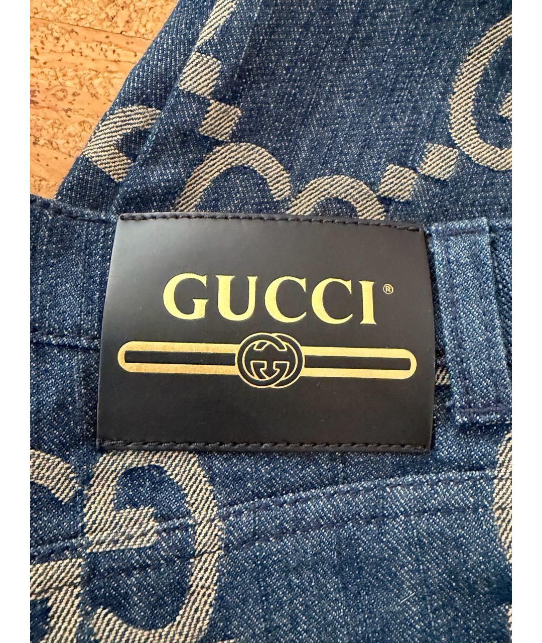 GUCCI Синие хлопковые прямые джинсы, фото 4