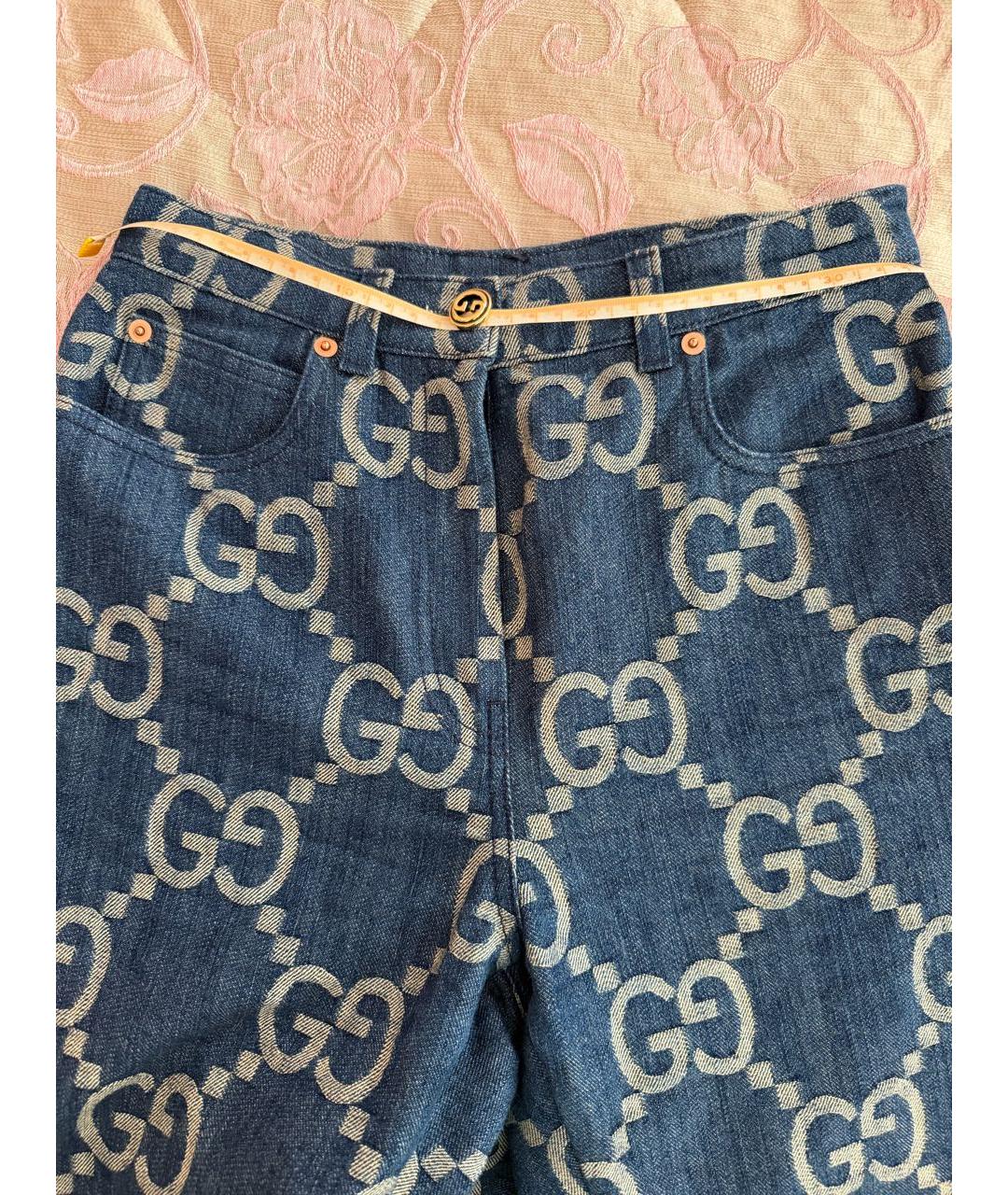 GUCCI Синие хлопковые прямые джинсы, фото 6