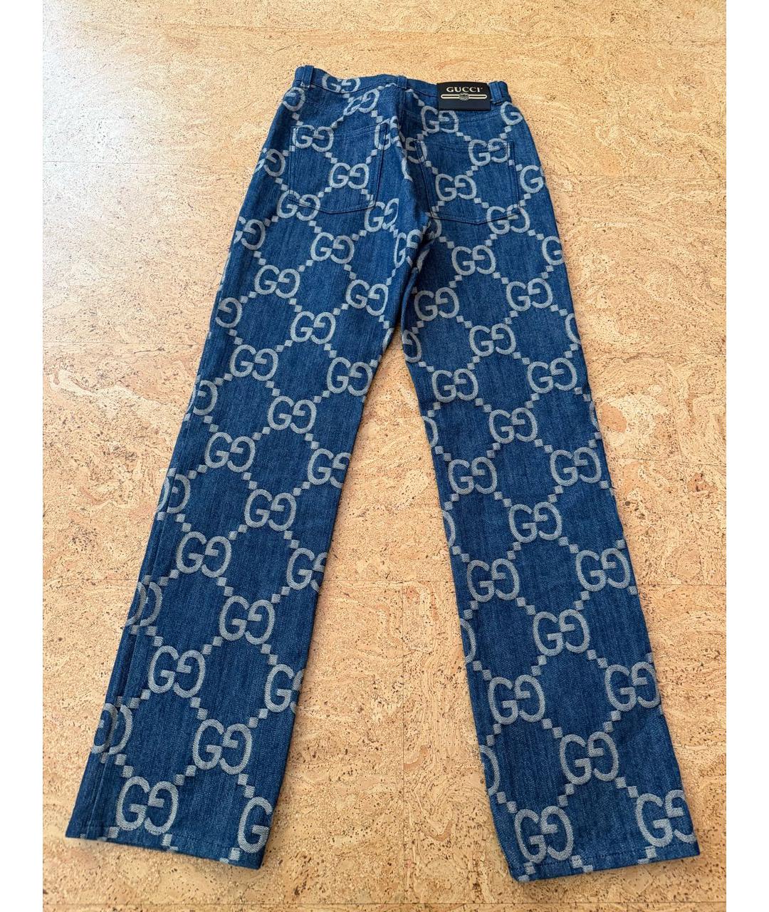 GUCCI Синие хлопковые прямые джинсы, фото 2