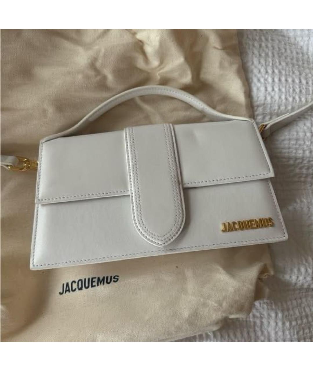 JACQUEMUS Белая кожаная сумка с короткими ручками, фото 6