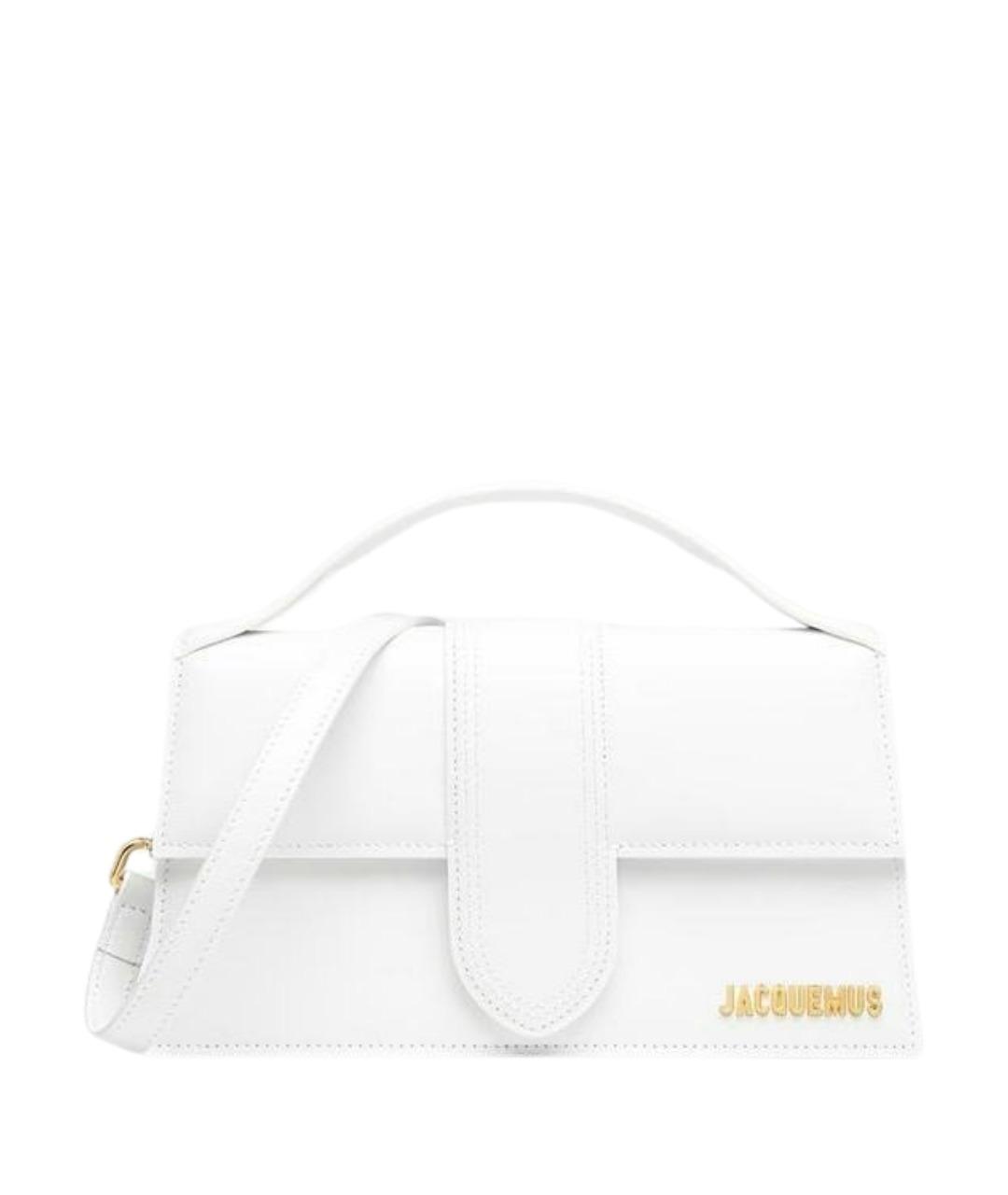 JACQUEMUS Белая кожаная сумка с короткими ручками, фото 1