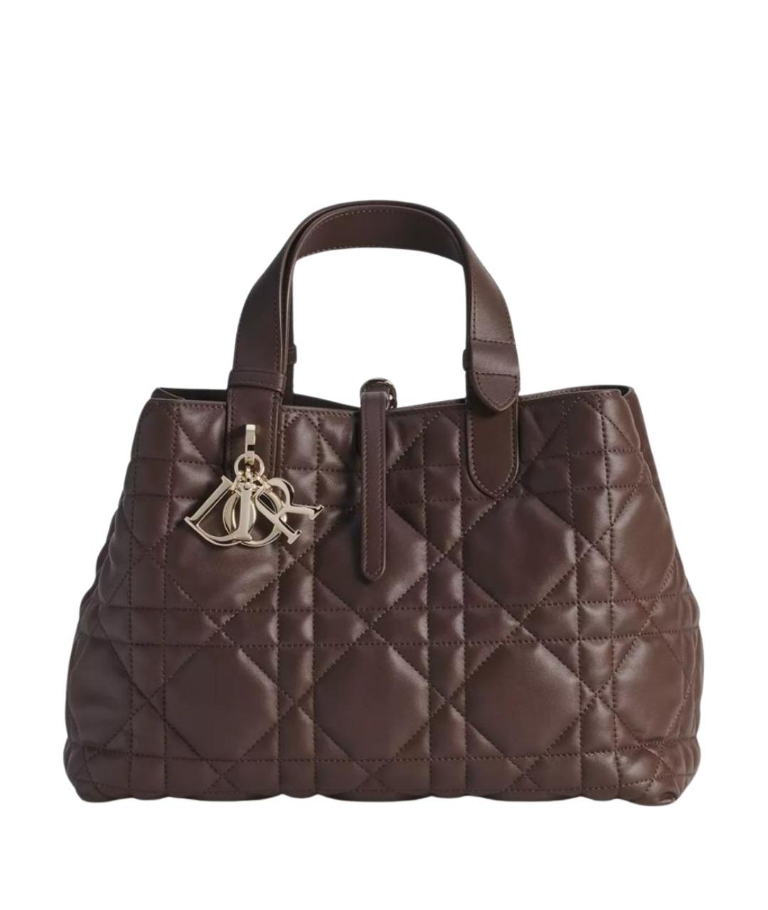 CHRISTIAN DIOR Коричневая кожаная сумка с короткими ручками, фото 1