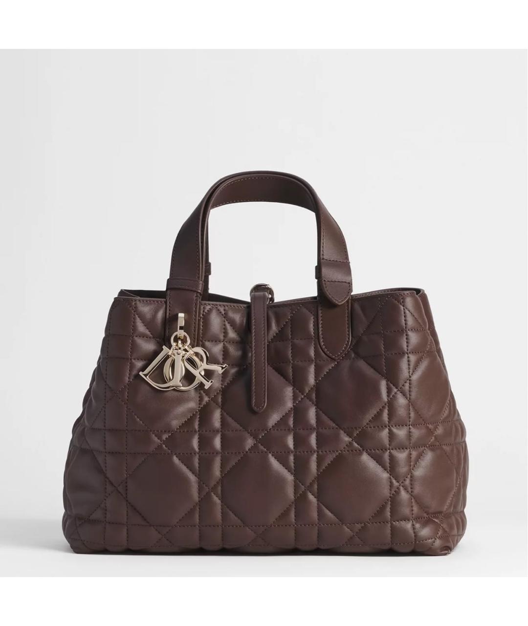CHRISTIAN DIOR Коричневая кожаная сумка с короткими ручками, фото 5