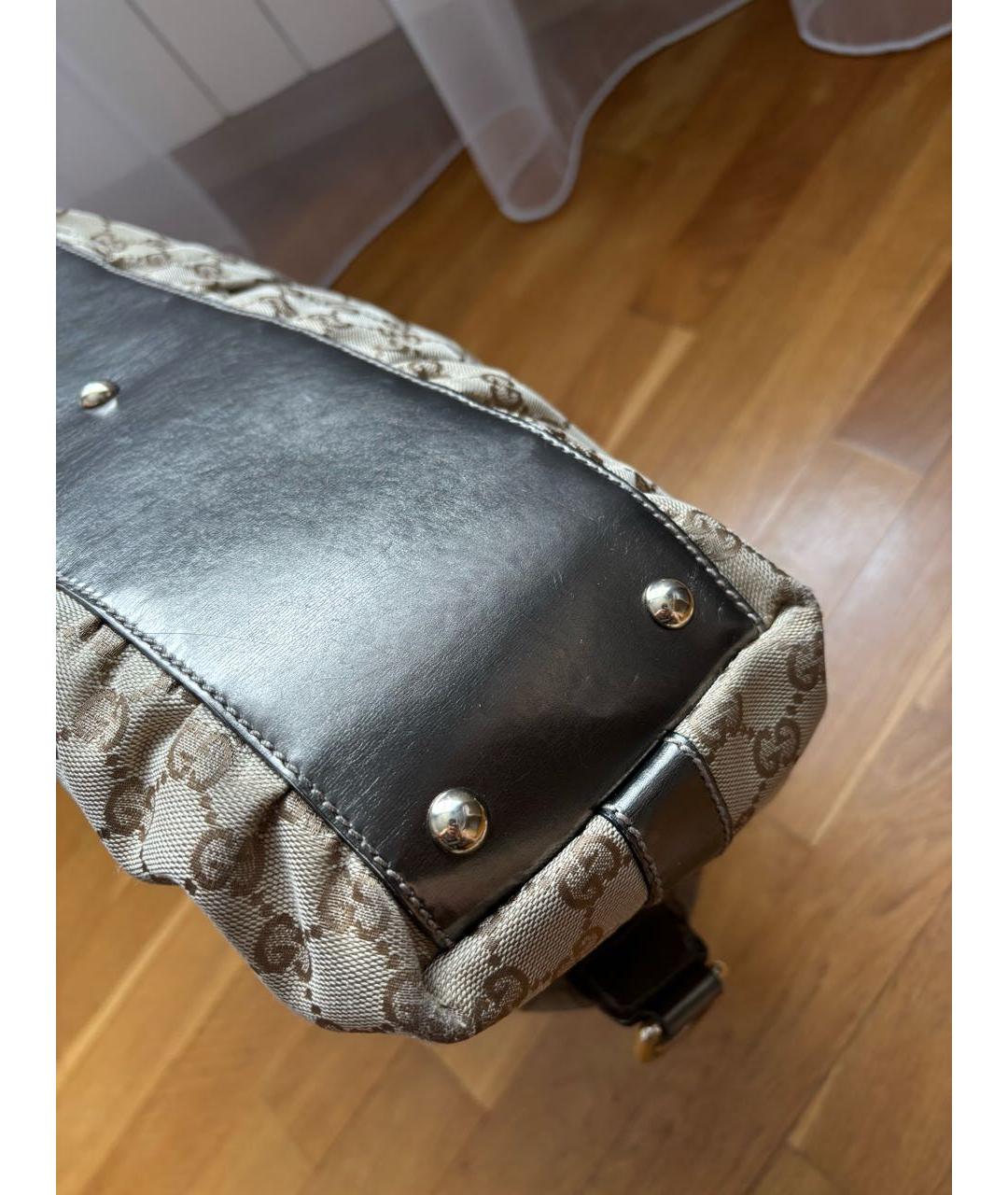GUCCI Бежевая сумка с короткими ручками из канвы, фото 7
