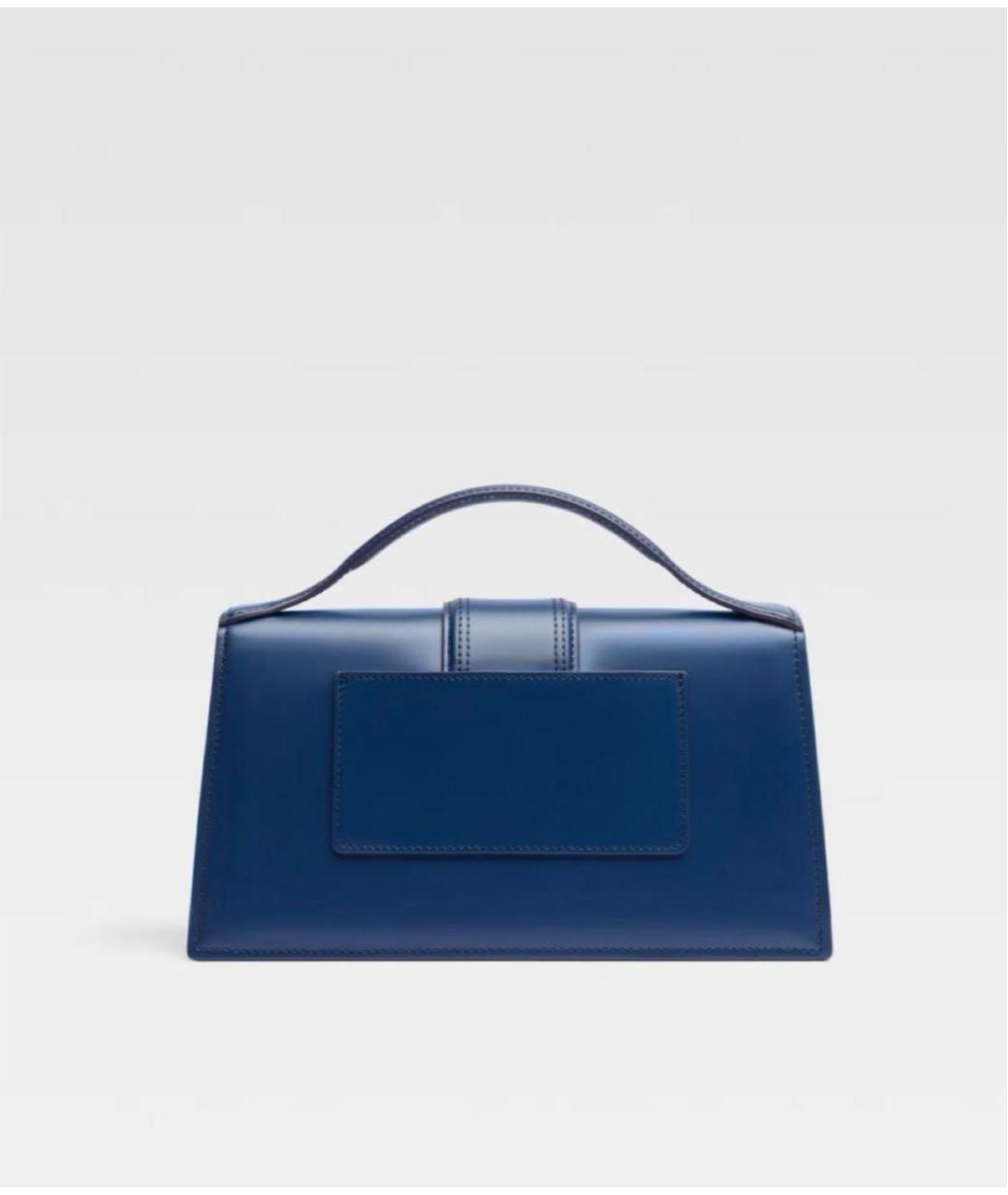 JACQUEMUS Темно-синяя кожаная сумка с короткими ручками, фото 3