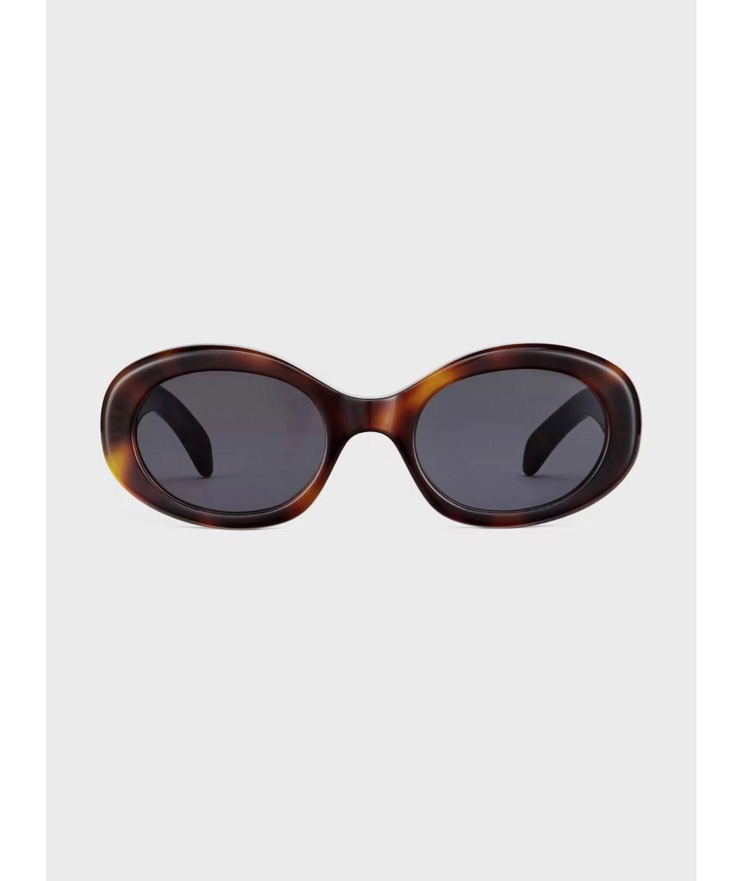 CELINE Коричневые пластиковые солнцезащитные очки, фото 8