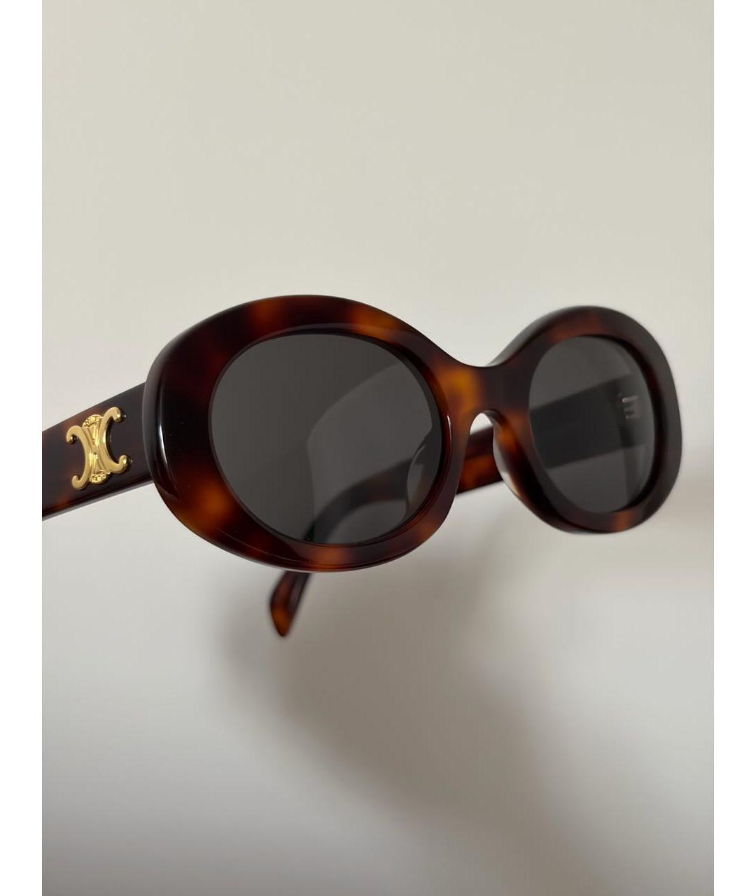 CELINE Коричневые пластиковые солнцезащитные очки, фото 3