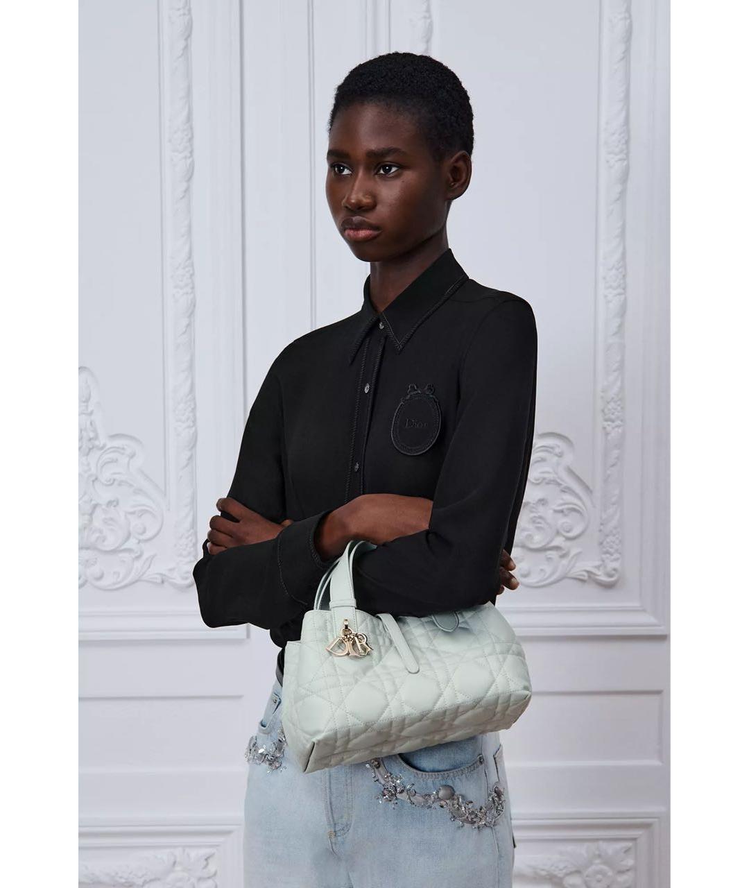 CHRISTIAN DIOR Зеленая кожаная сумка с короткими ручками, фото 6