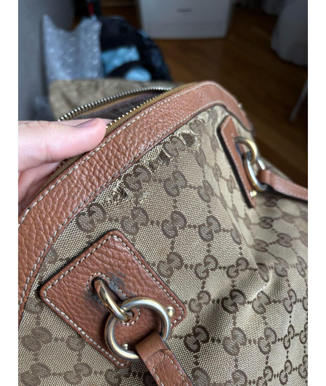 GUCCI Бежевая сумка тоут из канвы, фото 7