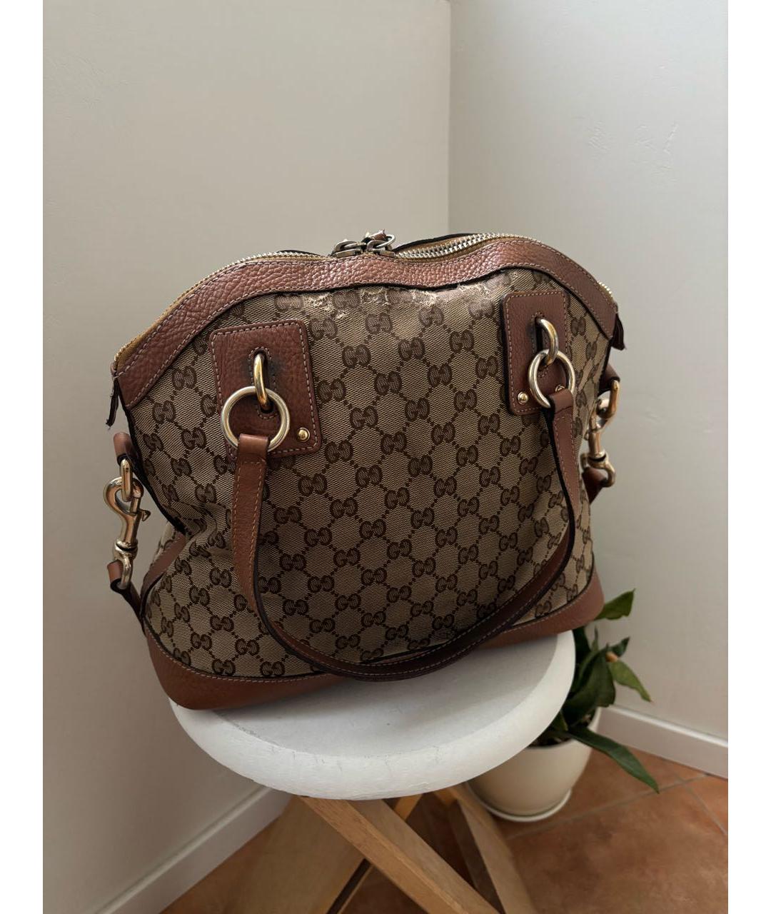 GUCCI Бежевая сумка тоут из канвы, фото 3