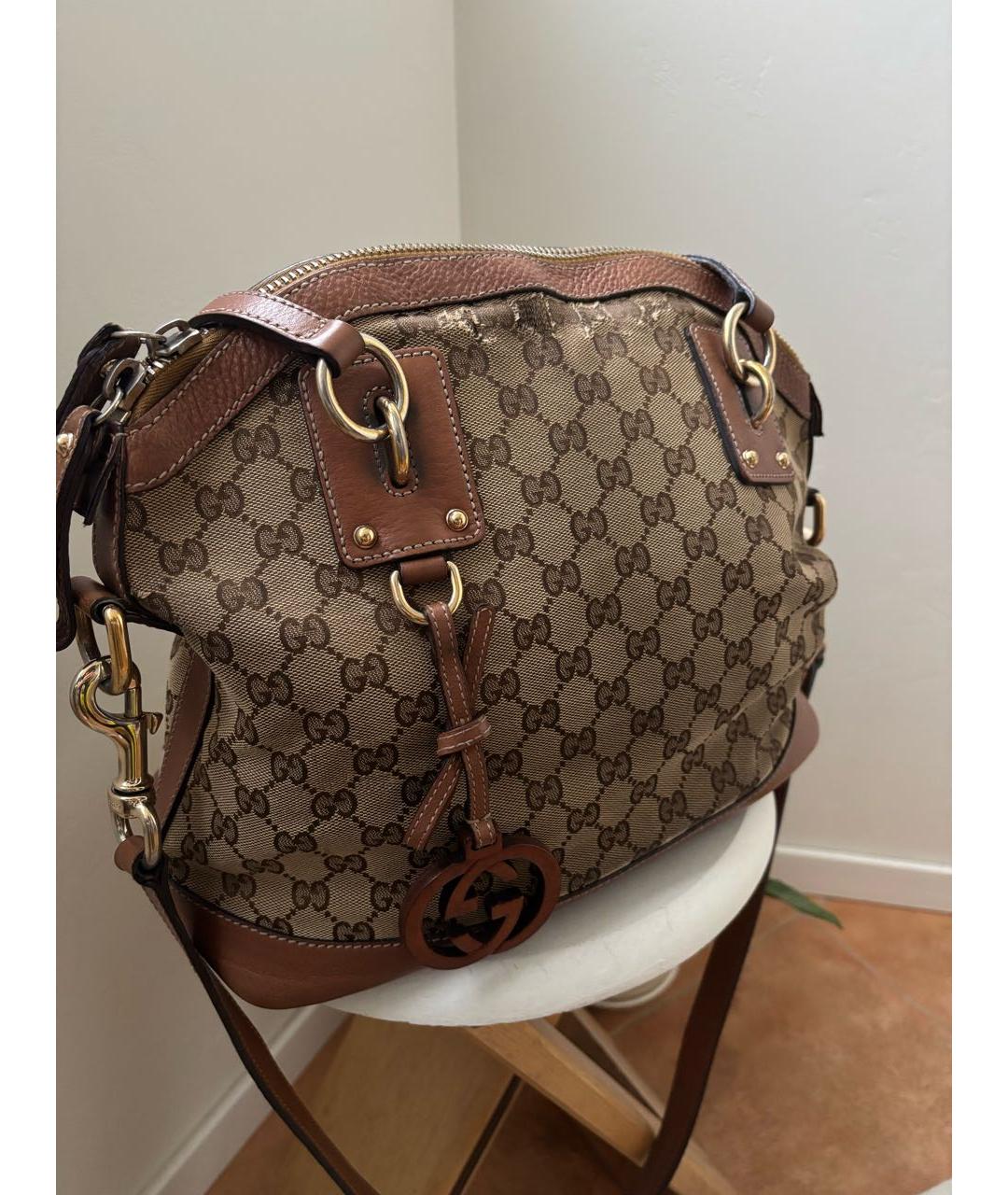 GUCCI Бежевая сумка тоут из канвы, фото 2