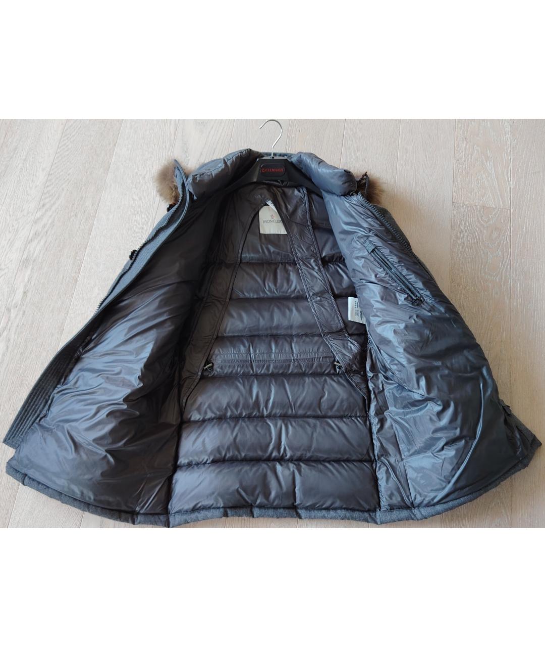 MONCLER Серая полиэстеровая куртка, фото 4