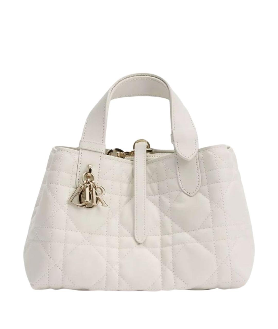 CHRISTIAN DIOR Белая кожаная сумка с короткими ручками, фото 1