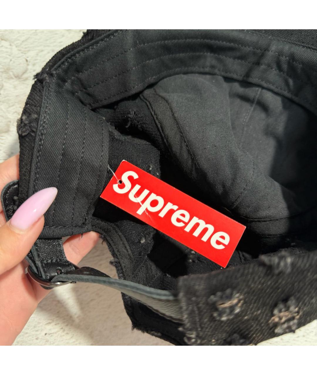 SUPREME Черная хлопковая кепка, фото 6
