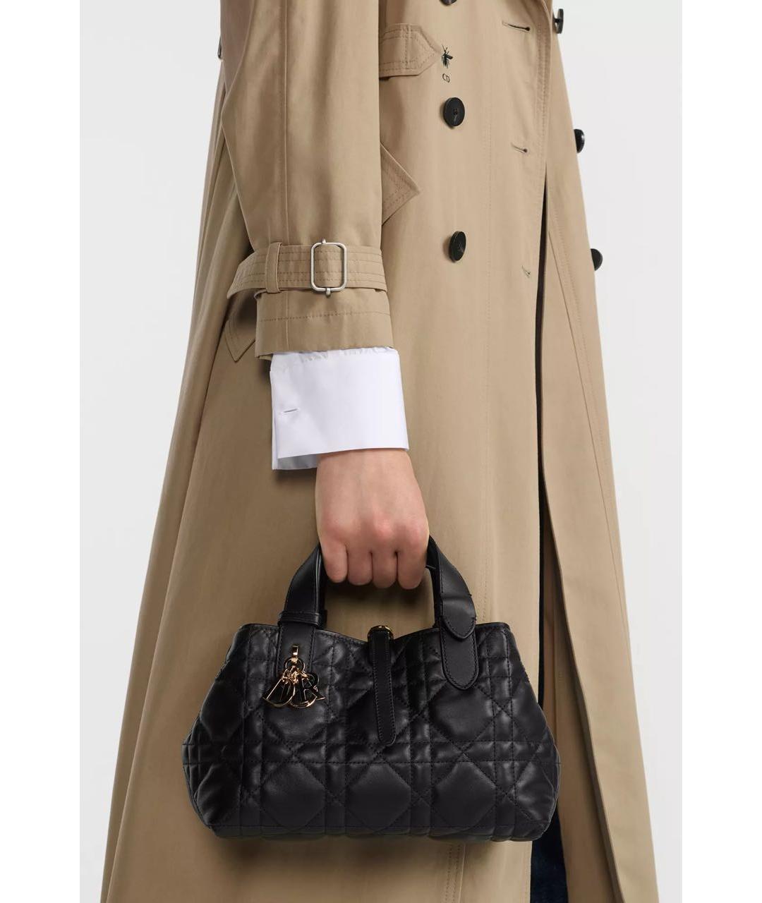 CHRISTIAN DIOR Черная кожаная сумка с короткими ручками, фото 8
