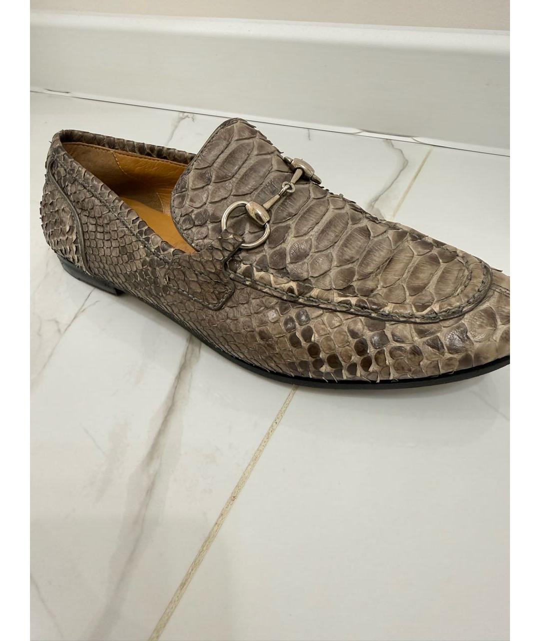 GUCCI Бежевые лоферы из кожи питона, фото 7