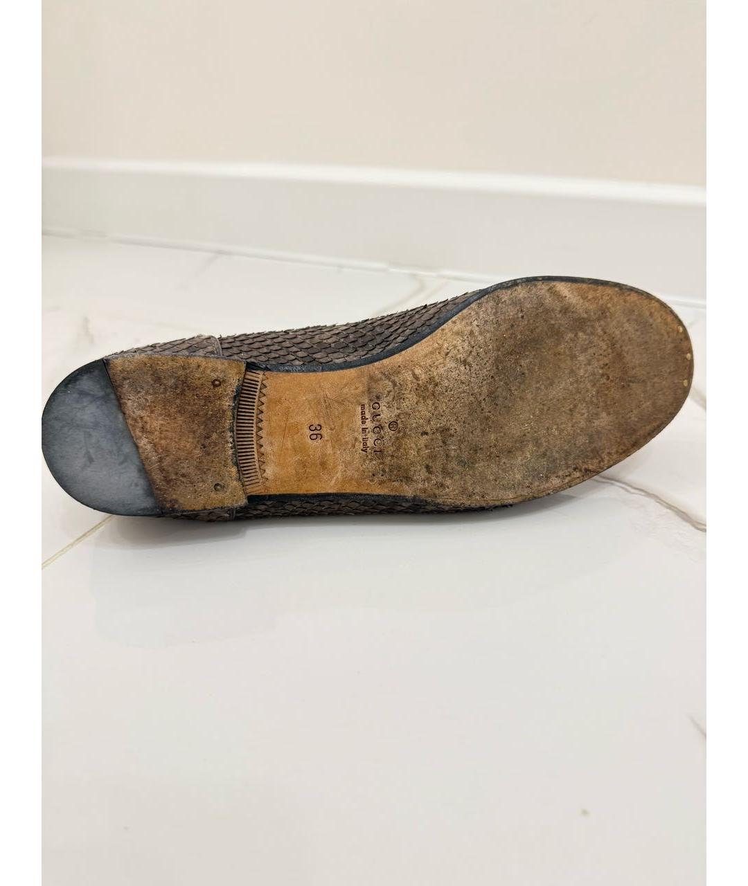 GUCCI Бежевые лоферы из кожи питона, фото 8