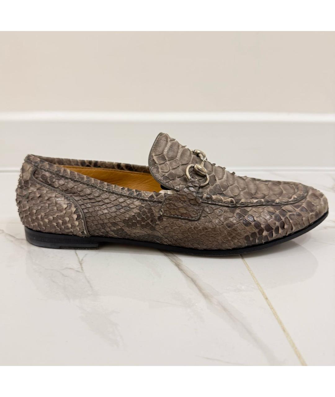 GUCCI Бежевые лоферы из кожи питона, фото 9