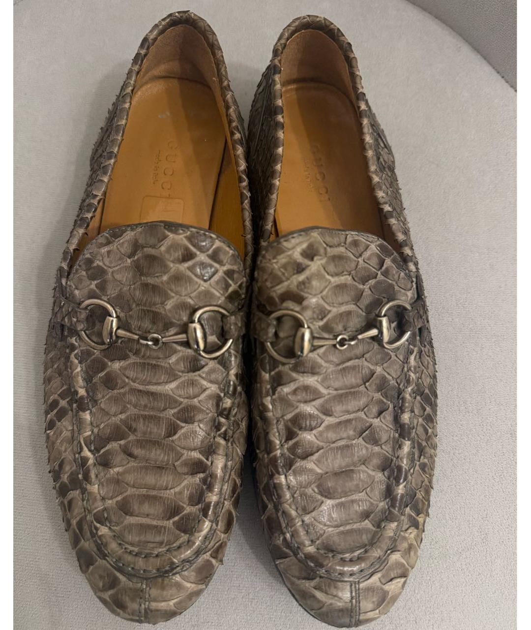 GUCCI Бежевые лоферы из кожи питона, фото 2
