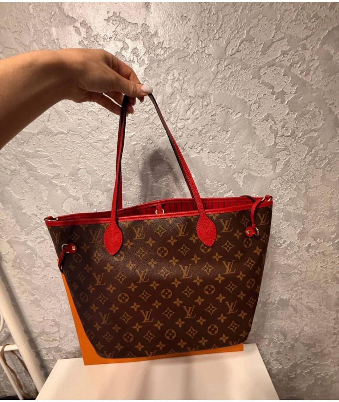LOUIS VUITTON Коричневая кожаная сумка тоут, фото 4