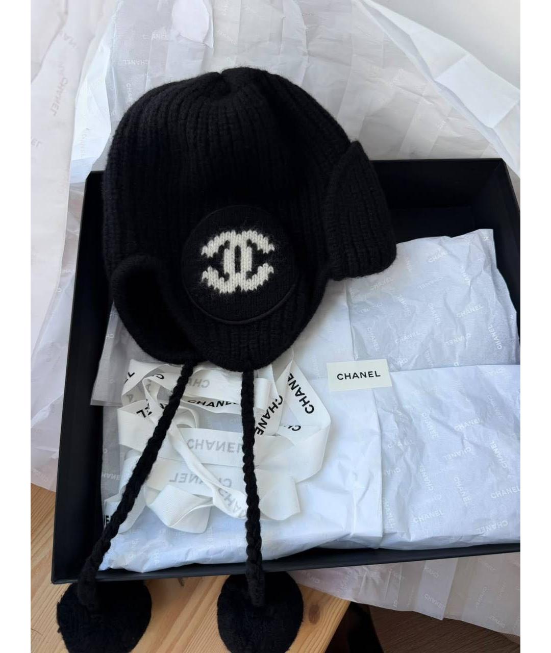 CHANEL Черная кашемировая шапка, фото 3