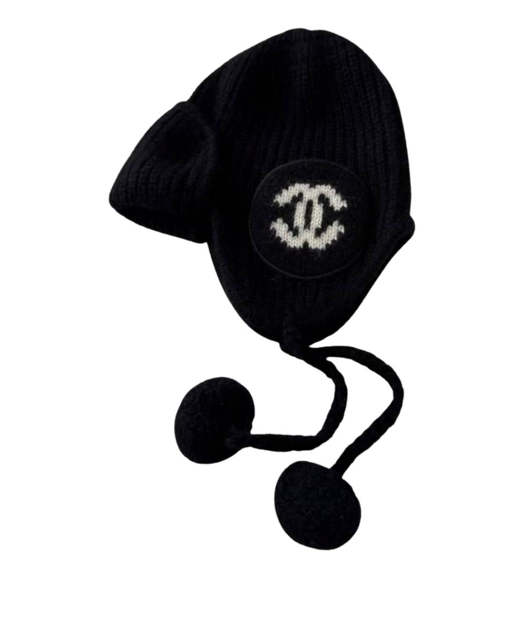 CHANEL Черная кашемировая шапка, фото 1